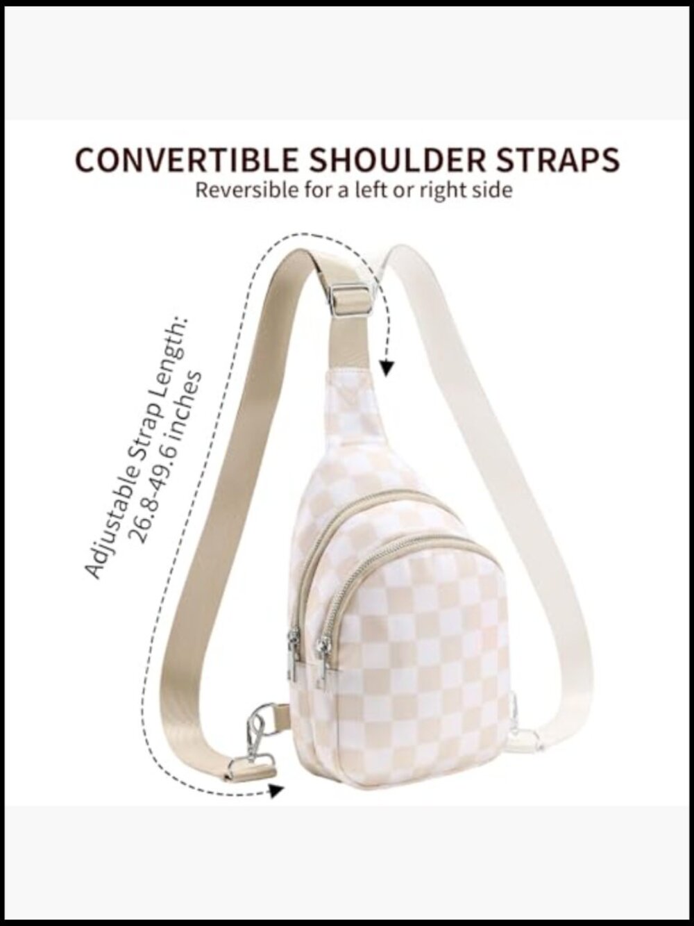 Small Checkered Sling Bag RFID Crossbody Nylon Backpack Purse Travel - Picture 6 of 6